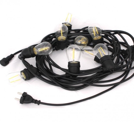 Set Lichtsnoer 10m + 10 LED lampen / Warm wit - Foto 1